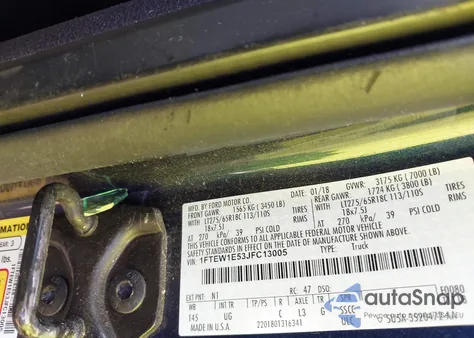 2018 Ford F-150 Xlt from USA, damaged, VIN 1FTEW1E53JFC13005